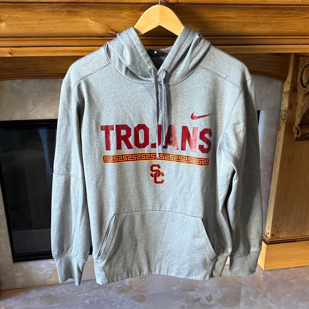 Nike Gray Hoodie with Cardinal Red USC Trojans Logo